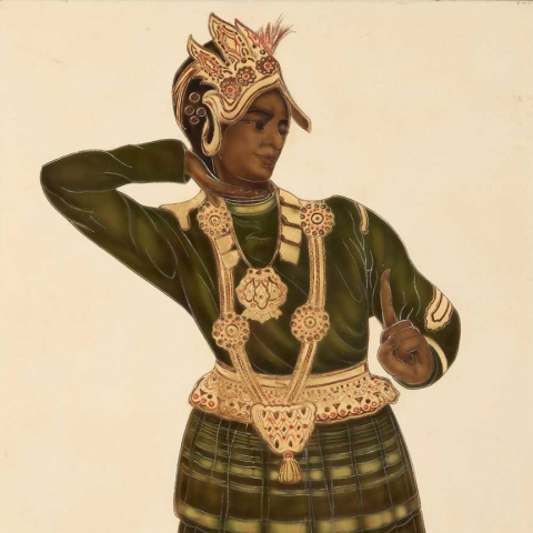 Danseur indien en tenue traditionnelle. Vers 1932.